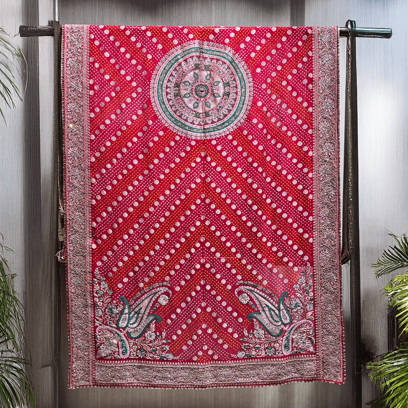 Meenakari Rai Bandhani Dupatta - Resham